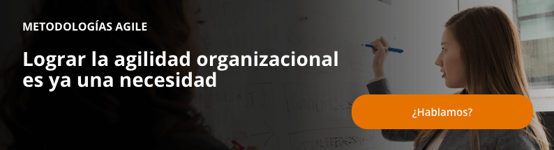 Banner con texto: "Metodologías Agile. Lograr la agilidad organizacional es ya una necesidad. ¿Hablamos?".