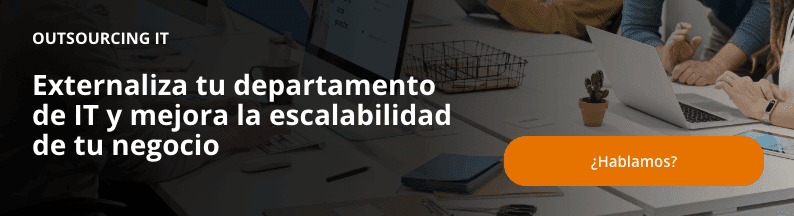 Banner con texto: "Outsourcing IT. Externaliza tu departamento de IT y mejora la escalabilidad de tu negocio. ¿Hablamos?".