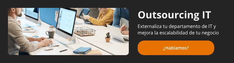 Banner con texto: "Outsourcing IT. Externaliza tu departamento de IT y mejora la escalabilidad de tu negocio. ¿Hablamos?".